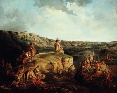 Western Landscape with Indians by Leon Pomarede